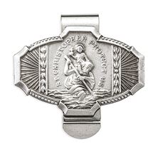 ST. CHRISTOPHER PROTECT US PEWTER VISOR CLIP