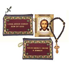 HOLY FACE OF JESUS ICON WITH JESUS BEADS AND POUCH