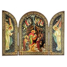 NATIVITY WITH ARCHANGELS ICON TRIPTYCH - 6¼”