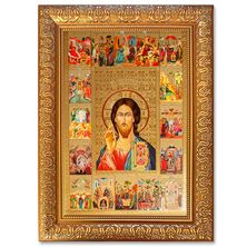 CHRIST THE TEACHER FEAST DAYS - GOLD FRAMED ICON 10 ½” x 14 ½”