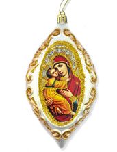 VIRGIN OF VLADIMIR - WHITE OVAL ORNAMENT