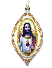 SACRED HEART OF JESUS - WHITE OVAL ORNAMENT