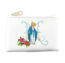OUR LADY OF GRACE WHITE LEATHERETTE ROSARY POUCH