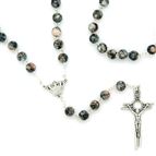 FATIMA ROSARY WITH GLASS BEADS - GREY & CORAL