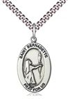 STERLING SILVER ST BERNADETTE PENDANT WITH CHAIN - 1" x 5/8"