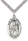 STERLING SILVER ST MARIA GORETTI PENDANT WITH CHAIN - 1" x 5/8"