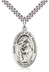 STERLING SILVER ST ELIZABETH OF THE VISITATION PENDANT WITH CHAIN - 1" x 5/8"