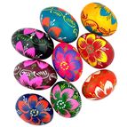 SET OF 9 HAND PAINTED FLORAL EGGS