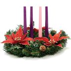 PINE ADVENT WREATH WITH RED POINSETTIAS