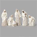 SIX PIECE NATIVITY SET WITH POINSETTIA PATTERN