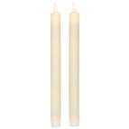 SET OF 2 FLAMELESS LED TAPER CANDLES WITH TIMERS & FREE REMOTE - 9" IVORY