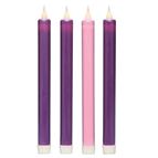 FLAMELESS LED ADVENT CANDLES WITH TIMERS & FREE REMOTE - 9" TAPERS