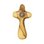 SMALL OLIVE WOOD COMFORT CROSS WITH CLOTH TOUCHED TO JESUS