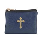 LEATHERETTE ROSARY POUCH - DARK BLUE