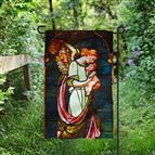 GUARDIAN ANGEL STAINED GLASS GARDEN FLAG