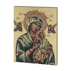 OUR LADY OF PERPETUAL HELP GOLD EMBOSSED WOODEN PLAQUE