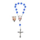 POPE LEO XIV SAPHIRE GLASS BEAD AUTO ROSARY