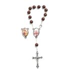 POPE LEO XIV BROWN WOOD BEAD AUTO ROSARY