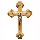 OLIVE WOOD CRUCIFIX WITH CLOTH TOUCHED TO BIRTHPLACE OF JESUS