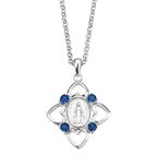 STERLING SILVER MIRACULOUS MEDAL WITH HEARTS PENDANT