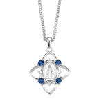 STERLING SILVER MIRACULOUS MEDAL WITH HEARTS PENDANT
