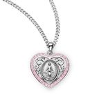 HEART SHAPED MIRACULOUS MEDAL - PINK ACCENTS