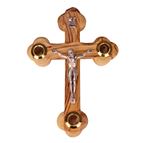 OLIVE WOOD CRUCIFIX WITH KEEPSAKES