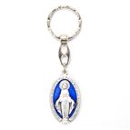 BLUE ENAMEL MIRACULOUS MEDAL KEY CHAIN