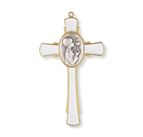 GOLD AND WHITE 5" COMMUNION CROSS - BOY