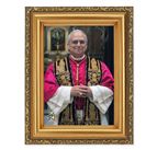 POPE LEO XIV OFFICIAL PORTRAIT IN ANTIQUED GOLD FRAME (5 ½” x 7")