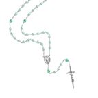 ROSARY OF HOPE - GREEN PEARL BEAD WITH MIRACULOUS MEDAL CENTER