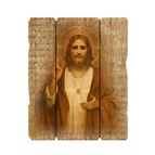 SACRED HEART OF JESUS VINTAGE WOOD PLAQUE - 9"
