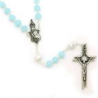 FATIMA ROSARY WITH CRYSTAL BEADS - LIGHT BLUE