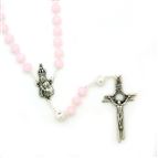 FATIMA ROSARY WITH CRYSTAL BEADS - LIGHT PINK