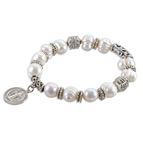 WHITE FRESHWATER PEARL STRETCH BRACELET - ST. BENEDICT
