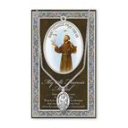ST. FRANCIS HAND ENGRAVED PEWTER MEDAL ON 24” CHAIN – WITH PAMPHLET
