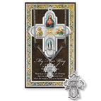 FIRST COMMUNION 4-Way HAND ENGRAVED PEWTER MEDAL ON 18” CHAIN – WITH PAMPHLET