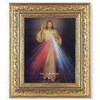 THE DIVINE MERCY IN AN ORNATE GOLD LEAF FRAME (12 1/2" X 14 1/2")