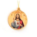 JESUS CHRIST SACRED HEART OLIVE WOOD ORNAMENT