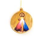 DIVINE MERCY OLIVE WOOD ORNAMENT