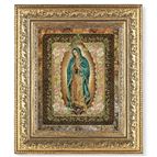OUR LADY OF GUADALUPE IN AN ORNATE GOLD LEAF FRAME - 12 1/4" X 14 1/2"