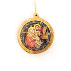 HOLY FAMILY OLIVE WOOD ORNAMENT
