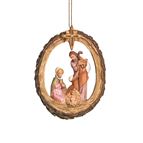 FONTANINI HOLY FAMILY HOLLOW LOG ORNAMENT WITH STAR