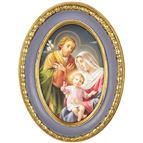 HOLY FAMILY - OVAL GOLD LEAF FRAME WITH EASEL BACK