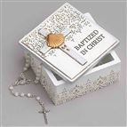 "BAPTIZED IN CHRIST" BAPTISMAL ROSARY/KEEPSAKE BOX