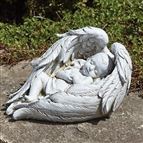 SLEEPING BABY IN ANGEL WINGS GARDEN STATUE - 10¼” x 6½”