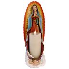 OUR LADY OF GUADALUPE STATUE WITH FLAMELESS VOTIVE CANDLE