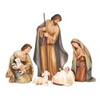 PAINTED WOOD-LOOK 5-PIECE NATIVITY