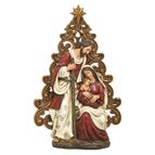 HOLY FAMILY WITH GOLD FILIGREE TREE STATUE