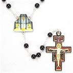 OUR LADY OF THE ANGELS CHAPEL BLACK BEAD ROSARY